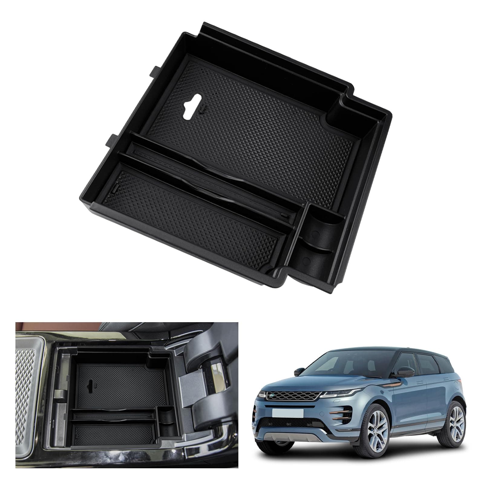 GAFAT Kompatibel mit Range Rover Evoque 2019-2025 2026 Mittelkonsole Aufbewahrungsbox, Evoque L551 Armlehne Organizer Tray Handschuhfach, Evoque Zubehör Armlehnen Angebot bei HelloDeals