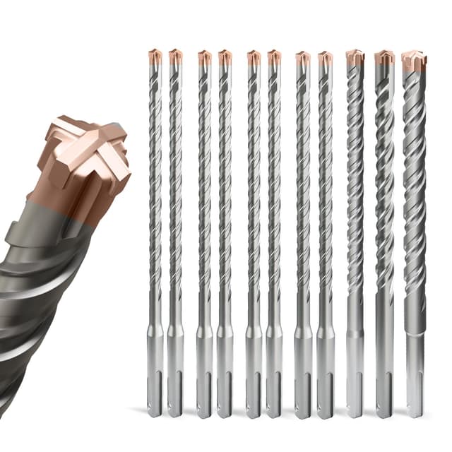 ZENIX SDS Plus Bohrer set 11-tlg [Ø4-14×210mm] - Titanbeschichtete 4-Schneiden | 40CR-Stahl 4~14×260mm(beschichteter Hammerbohrer）