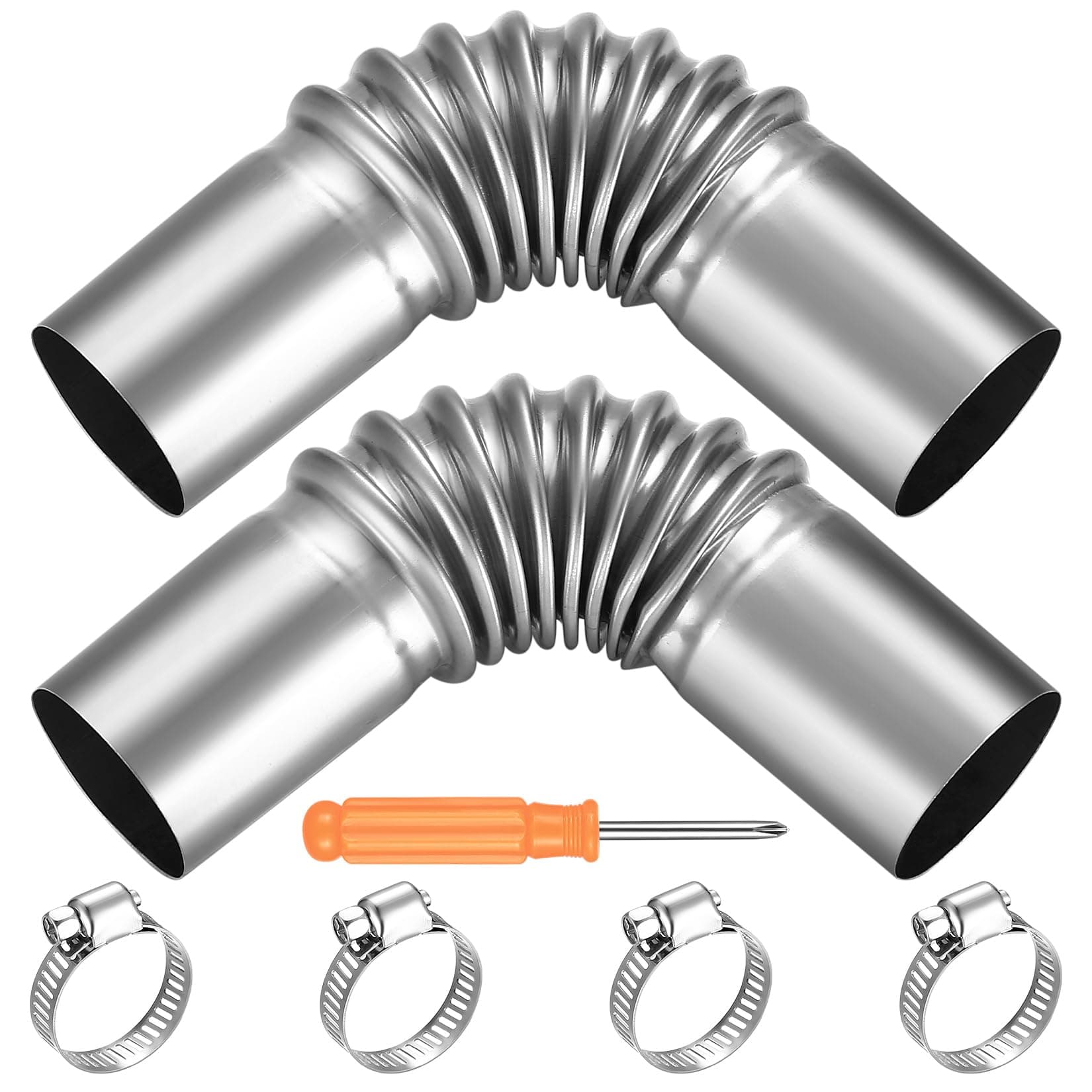 2 STK Standheizung Abgasrohr Winkelverbinder, 25mm Abgasschlauch für Stromerzeuger Dieselheizungen, Auto Edelstahl Abgasrohr, Autoheizung Auspuffrohr Gasentlüftungsschlauch, mit 4 Edelstahlklammern