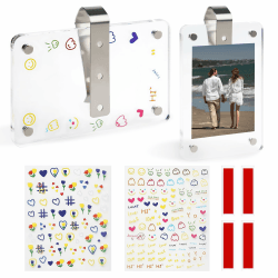 2 Stück Auto Fotorahmen,Auto Sonnenblenden Foto Clip,Magnetischer Fotohalter aus Acryl mit 2 Aufklebern,Auto Gadgets Innenraum,für Auto Sonnenblende Kühlschrank Metall Schließfächer