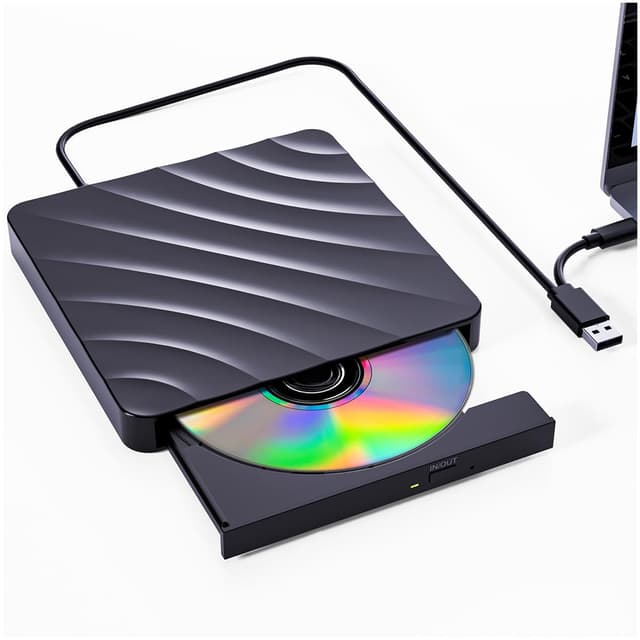 QDSYLQ Externes DVD CD Laufwerk USB: DVD Brenner Extern CD Laufwerk für Laptop PC, Externe Optische Laufwerke +/-RW ROM, Externer CD/DVD Brenner und Player für Windows 11/10/8/7/XP/Vista Linux MacOS Schwarz