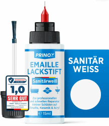 Prinox Emaille Lackstift zur professionellen Reparatur von kleinen Schäden auf Emaille,Fliesen,Keramik und Acryl -Wasserfest Bad & Sanitär Lack als Fugenstift, Reparatur für Waschbecken & Fliesen 1 Angebot bei HelloDeals