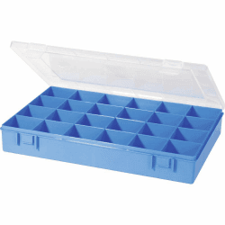 hünersdorff Sortimentskasten PP-Classic mit 24 Fächern | stabile Sortierbox für Schrauben und andere Kleinteile | feste Facheinteilung | 22,5 x 33,5 x 5,5 cm, blau 24 Fächer Blau Angebot bei HelloDeals