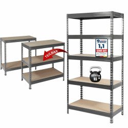 KARAT schwerlastregal - Steckregal, Kellerregal, Lagerregal, Werkbank - Traglast bis 1250 kg - Schnelle Montage & Standsicher (Anthrazit-Grau, 180 x 90 x 45 cm) Anthrazit-grau 180 x 90 x 45 cm Angebot bei HelloDeals
