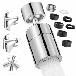Wasserhahn Aufsatz Schwenkbar, 360° Drehbar Doppelfunktion Wasserhahn Luftsprudler, Wasserhahn Perlator mit 2 Sprühfunktion, Wassersparer für wasserhahn Brause Küche Bad Aufsatz Silber Angebot bei HelloDeals