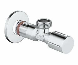 GROHE Eckventil, selbstdichtendes Anschlussgewinde (Abgang und Wandanschluss 1/2 Zoll, mit Schubrosette, wassergeschützte Spindelabsperrung, mit Fettkammer und doppelter O-Ring Abdichtung). 22043000 Angebot bei HelloDeals
