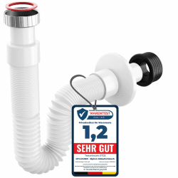MYLAVABO Siphon Ablaufschlauch 1 1/4" Sifon für Waschbecken, flexibel ausziehbar bis 85cm cm, Röhrensiphon aus Kunststoff | 5/4" Anschluss | Ablaufgarnitur für Waschtisch 1 1 1/4" für Bad Angebot bei HelloDeals