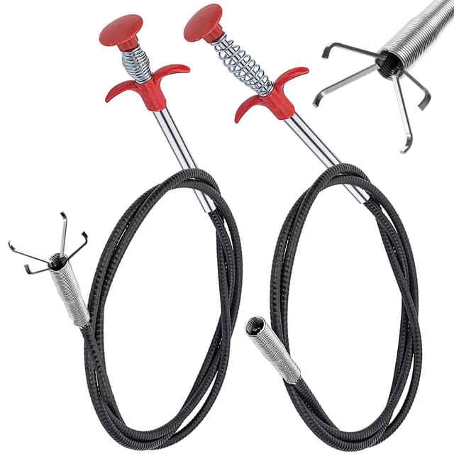 200cm/90cm Greifer Flexibel Krallengreifer 2 Stück Rohrreinigungsspirale Abflussspirale Greifer Zange Teleskop Drain Cleaner Toiletten Spirale Teleskopgreifer für Küche Bad Abwasserkanäle 2 Stück 200cm/90cm