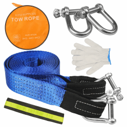 Haoledy Abschleppseil Pkw 5m x 5cm, Abschleppstange für Pkw 8 Tonnen(17,636 LBS), Kinetisches Abschleppseil Offroad Zubehör Set, mit 2 Verstärkten Haken & 2 Handschuhen & 2 Aufbewahrungstasche Angebot bei HelloDeals
