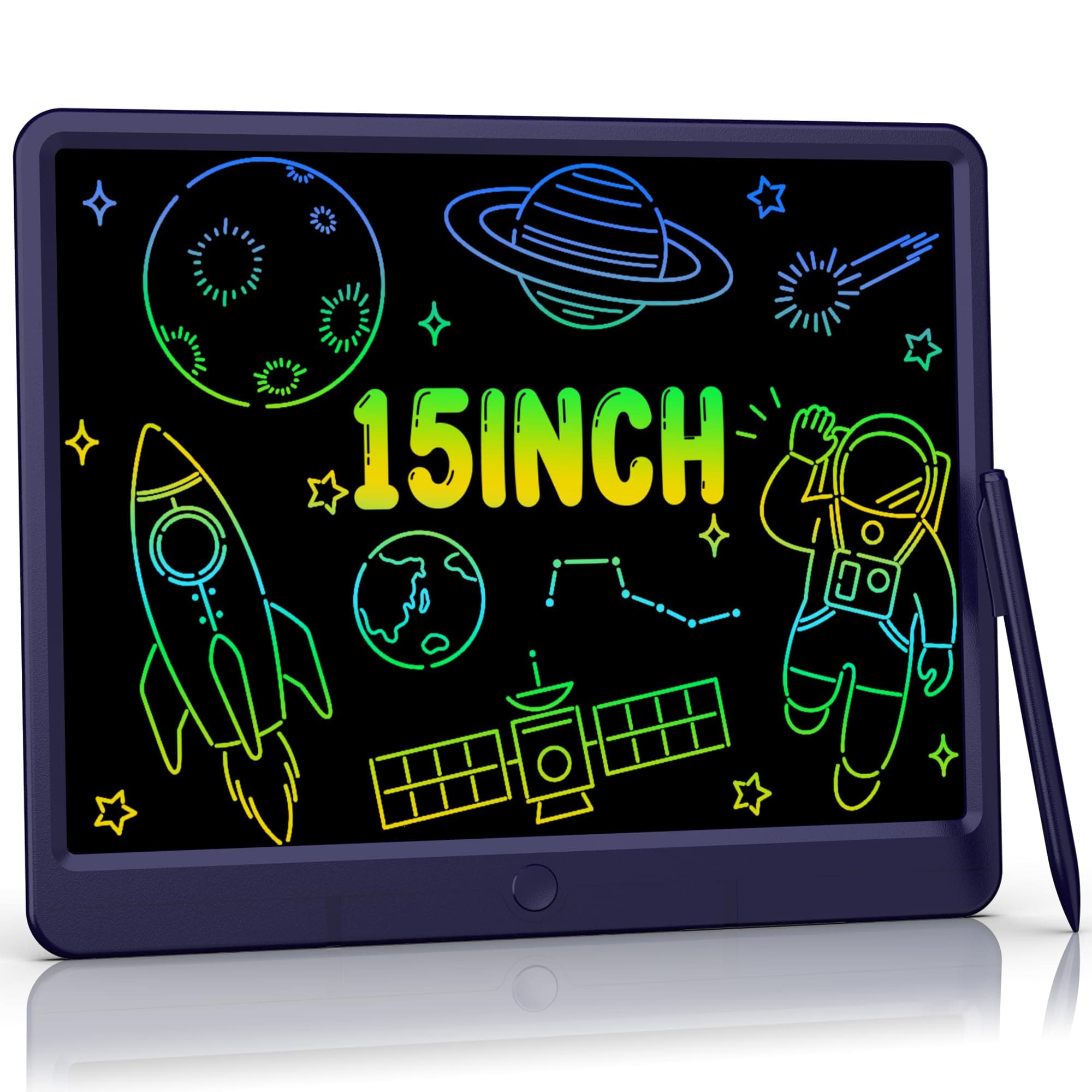 TUGAU LCD Schreibtafel für Kinder Buntes Display Zeichenbrett Löschbarer Zaubertafel Kinderspielzeug Mädchen Jungen Spielzeug ab 2 Jahren Geburtstags Geschenke Blue