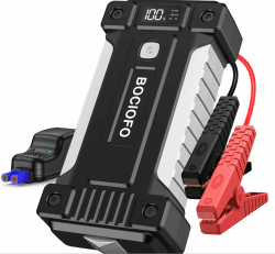 BOCIOFO Starthilfe Powerbank, 2000A Auto Starthilfe Powerbank 12V (Bis zu 7L Benzin/5.5L Diesel), Booster Auto Starthilfe mit Starthilfekabel USB Schnellladung 3.0 (2000A)