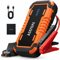 AstroAI P12 6000A Starthilfe Powerbank für pkw, tragbares Auto Starthilfe Powerbank für 12V Autos (Benziner/12L Diesel), Motorräder, Jump Starter inklusive LED-Taschenlampe, Orange