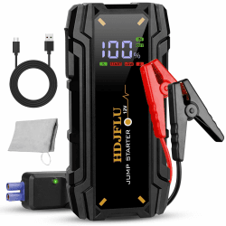3000A UltraSafe Starthilfe Powerbank ，Portable Car Starter HDJFLU 3000A Jumper Starter (7.0L Petrol and 5.5L Diesel Engines), 12 V Car Battery Jumper Box with Smart Jumper Cables, LED Lights