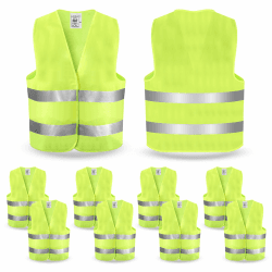 Warnwesten Auto - Warnweste Pannenweste, 10 Stück Warnwesten Neongelb Sicherheitsweste Westen Reflektierend Auto, KFZ Pannenhilfe, Waschbar, Warnwesten für Autofahrern Fahrern Arbeitskräften