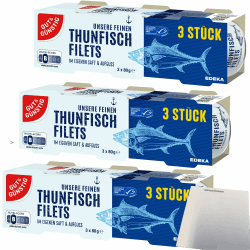 Gut&Günstig Thunfischfilets in eigenem Saft 3er Pack (9x80g Dose) + usy Block