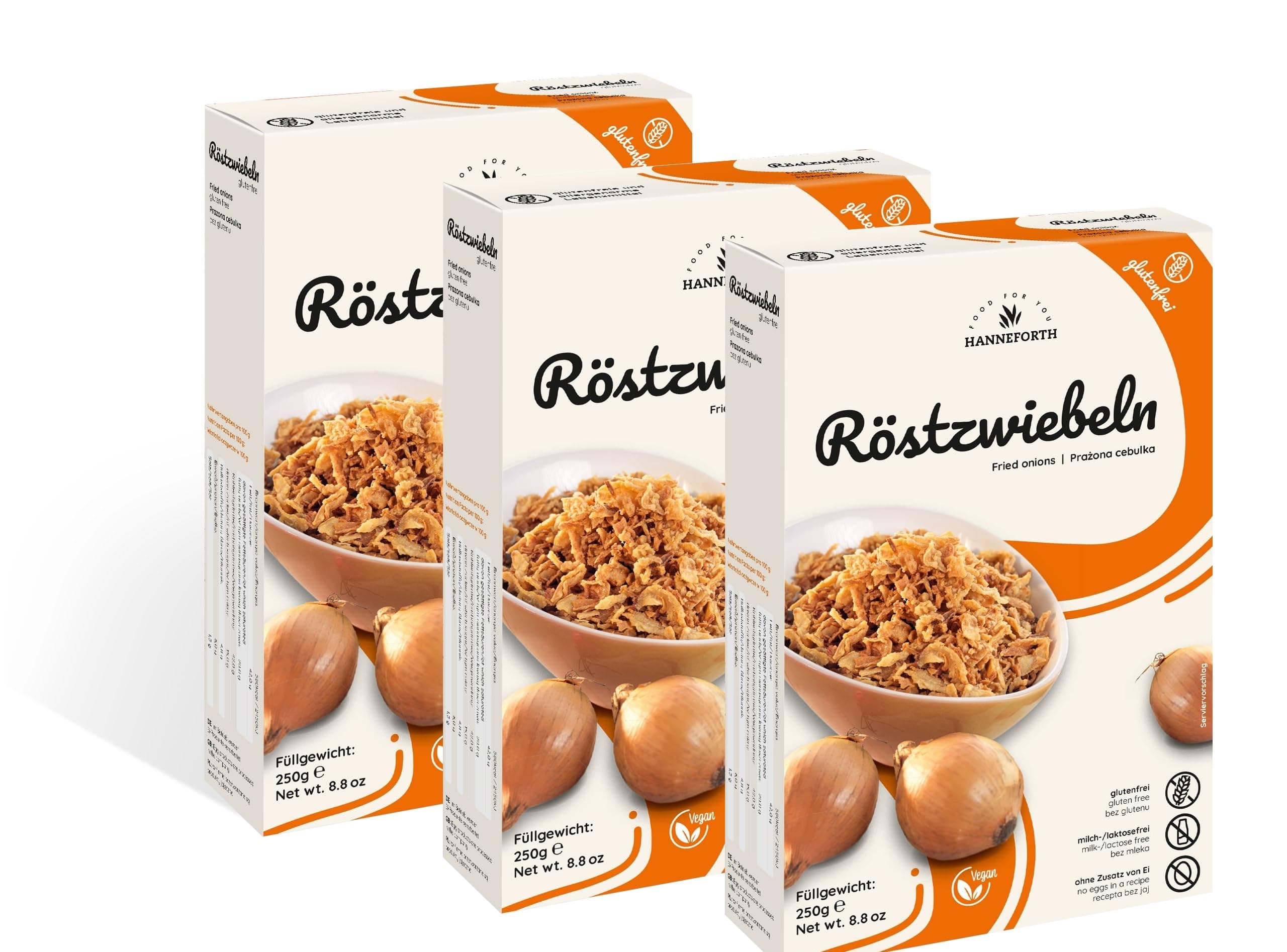 Röstzwiebeln, glutenfrei & vegan, 3x250g, Hanneforth Angebot bei HelloDeals