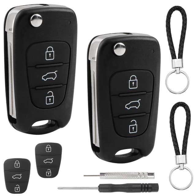2 Stück Schlüssel Gehäuse mit 3 Tasten Autoschlüssel Tastenfeld Set Kompatibel mit Hyundai i10 i20 i30 ix20 ix35 Kia Sportage Ceed Soul Rio Picanto Fernbedienung Auto Schlüsselgehäuse Klappschlüssel