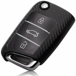 FOAMO Autoschlüssel-Hülle Kompatibel Mit VW Golf 7, SEAT, Skoda - TPU Schutz-Hülle für Schlüssel, Carbon Schwarz Angebot bei HelloDeals
