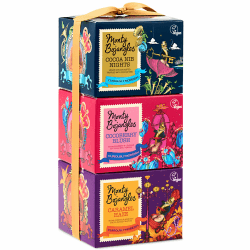 Monty Bojangles Vegane Kakaobestäubte Trüffel Pralinen, Geschenkturm, 3 x 100 g, Luxuriöses Schokolade Geschenkset in 3 Verschiedenen Geschmacksrichtungen, Individuelles Veganes Pralinen Geschenk Vegan Selection Gift Tower (3x100g)