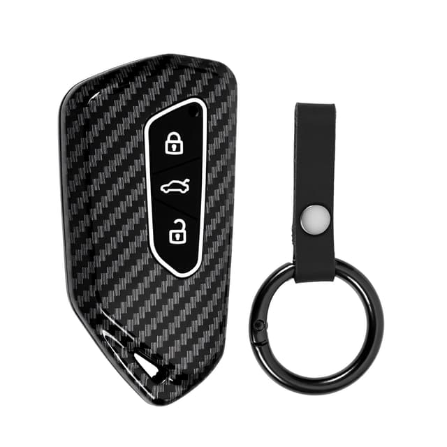 Autoschlüssel Hülle Auto Schlüssel kompatibel VW Golf 8 3-Tasten Autoschlüssel, Auto Schlüsselhülle kompatibel mit Golf 8, ID3, ID4, GTI, GTE, Seat Leon MK4, mit Schlüsselanhänge