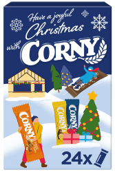 Corny Adventskalender 2025 | Weihnachtskalender mit 24 Müsliriegeln in verschiedenen Sorten | Bunte Snack Überraschung zum Advent | Süßes Geschenk für Weihnachten, Feiertage und Winterzeit