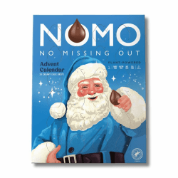 NOMO Creamy Adventskalender 2025 - Allergenfreie Weihnachten - Laktosefrei, Erdnuss-/Nussfrei, Eifrei, Glutenfrei - Veganer Schokogenuss - mit zertifizierter Schokolade - 70g Schokodrops 76g 2025
