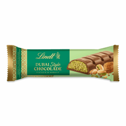 Lindt Dubai Style Riegel | 40g Riegel | Feinste Vollmilch-Chocolade mit feinster Pistazienmark, Pistazien- und Mandelkrokant und knuspriger Kadayif Füllung | Schokoladenriegel | Schokoladengeschenk