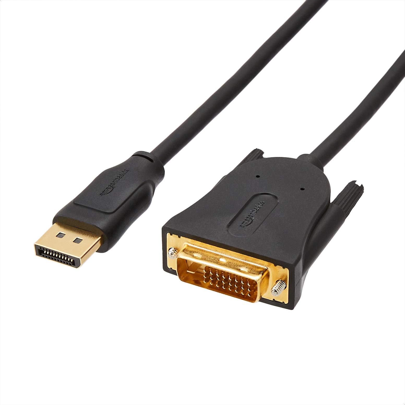 Amazon Basics DisplayPort-auf-DVI-Kabel, mit vergoldeten Anschlüssen, 1.8 m/6 Feet, Schwarz 1.8 m 1-Pack Single