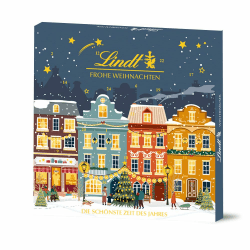 Lindt Schokolade | Winterhäuser Adventskalender 2025 | 153g | festlicher Kalender mit 24 Klassikern von Lindt | Schokoladen-Geschenk zu Weihnachten