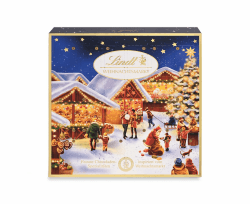 Lindt Weihnachtsmarkt Mini-Tisch-Adventskalender 2025 | 115g | 24 leckere Mini Kugeln in verschiedenen Sorten | festliche Schokolade für die Weihnachtszeit | ideales Schokoladen-Geschenk