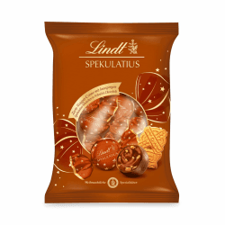 Lindt Schokolade | Spekulatius Doppeldreh Kugeln Beutel | 101g | 9 zarte Nougatcrème Kugeln mit knusprigem Spekulatius in Vollmilchschokolade | festliches Schokoladen-Geschenk zu Weihnachten