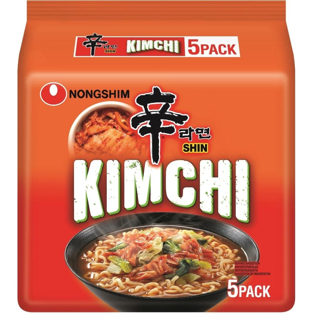 Nong Shim Instantnudeln Kimchi Ramyun – Koreanische Ramen Suppe - schnelle Zubereitung – 1er Multipack - 5 x 120g Angebot bei HelloDeals