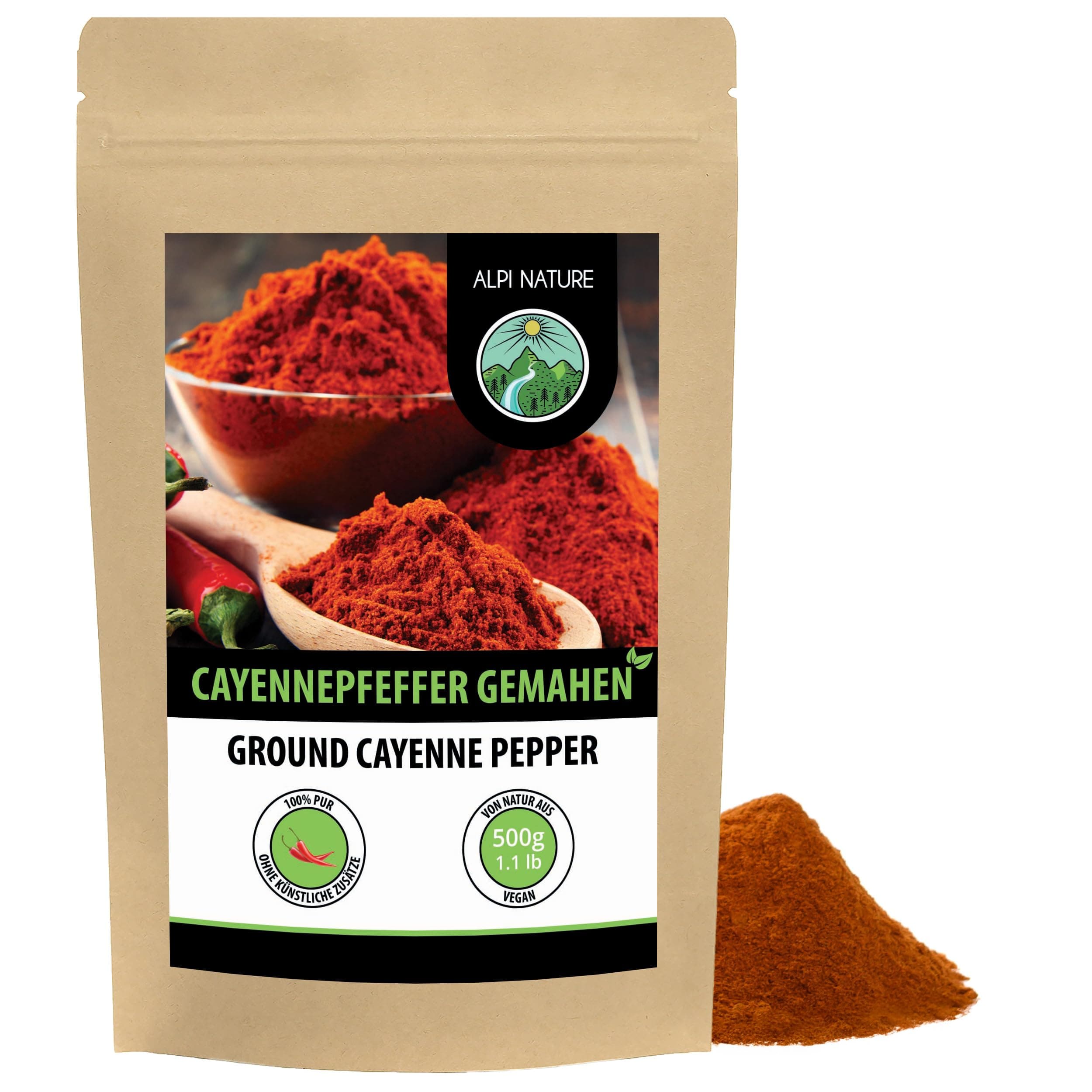 Alpi Nature Cayennepfeffer gemahlen 500g, Cayenne Pfeffer gemahlen, Cayenne Chili, Chilipulver 500 g (1er Pack) Angebot bei HelloDeals