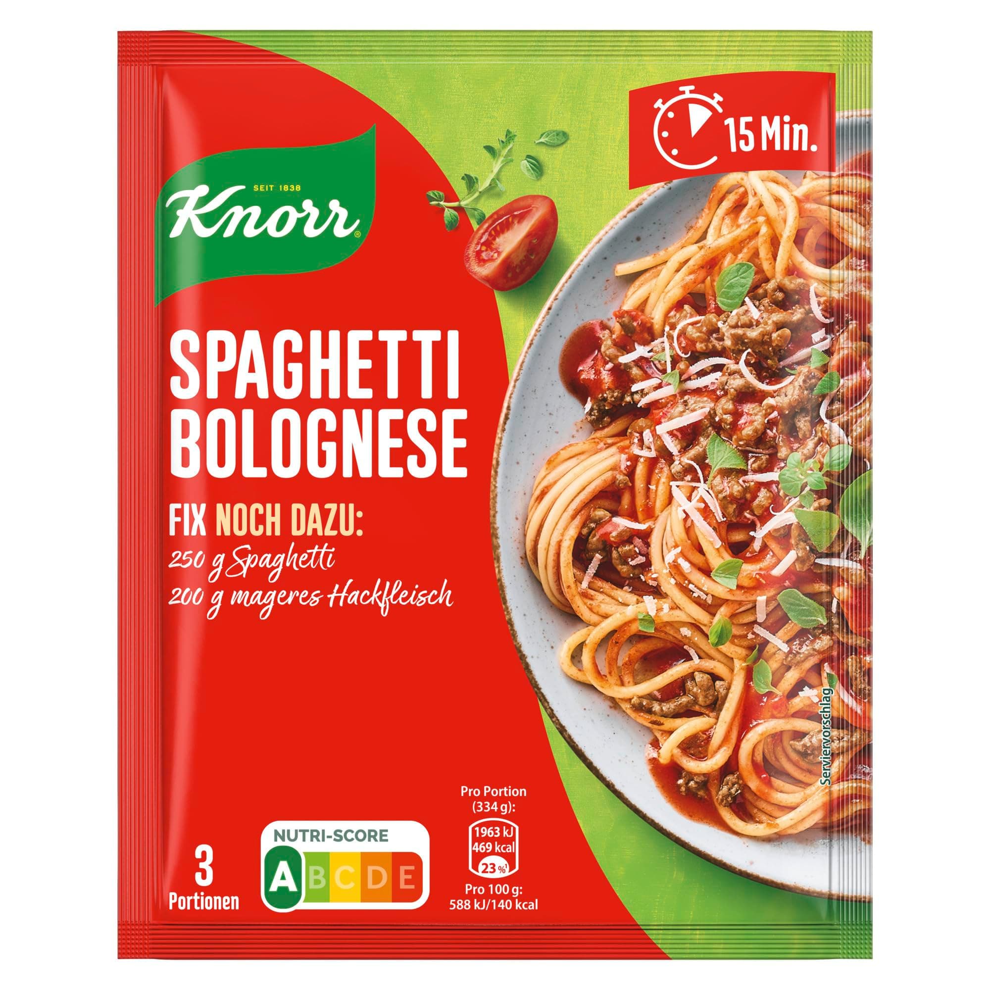 Knorr Fix Würzmischung Spaghetti Bolognese für ein leckeres Nudelgericht mit natürlichen Zutaten 40 g Spaghetti Bolognese Würzmischung Angebot bei HelloDeals