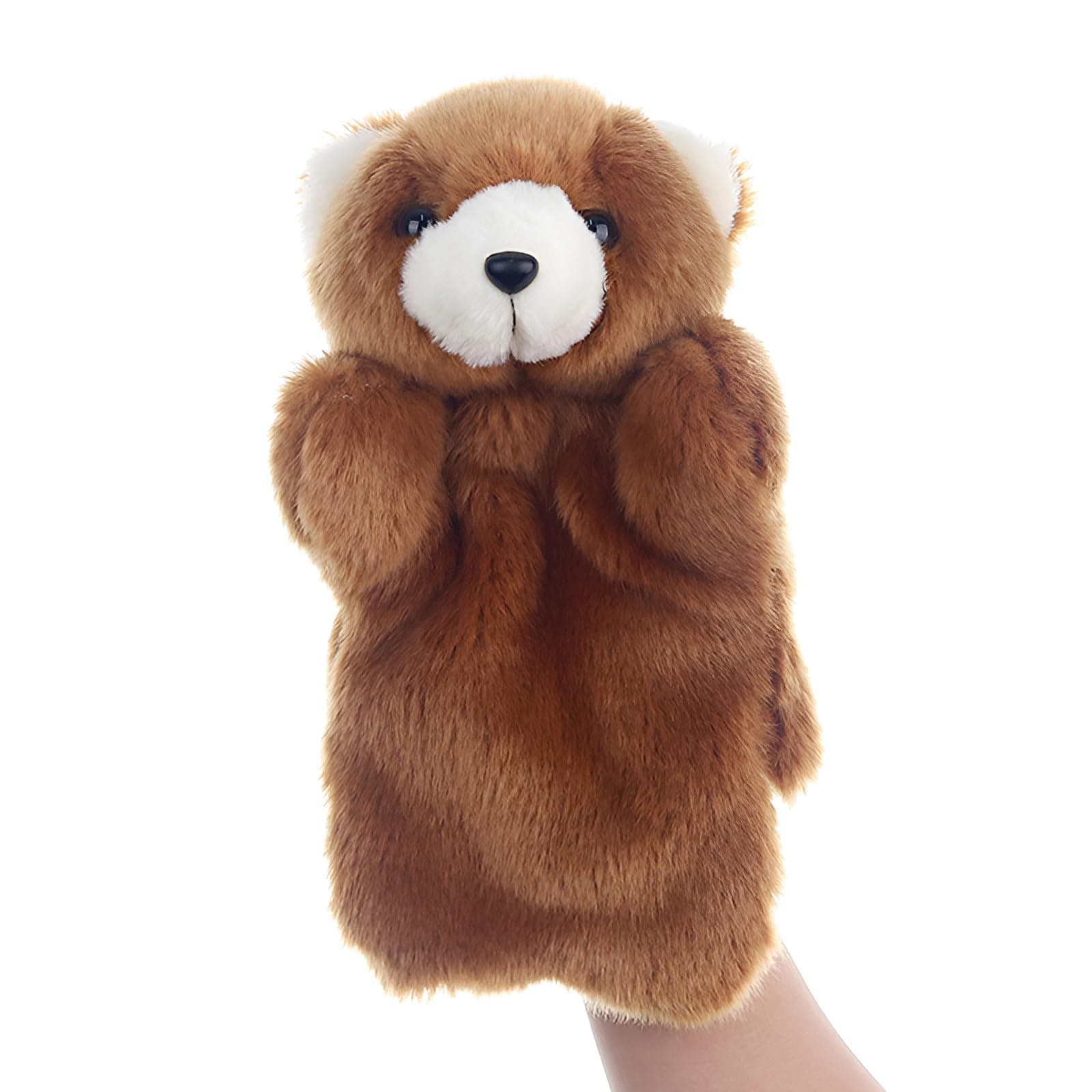 LOMTRATS Hund, Kaninchen, Elefant, Taube, Drache, Ziege, Koala, Panda, Bär, Schaf, Kuh, Handpuppen, Plüschtiere, Spielzeug für fantasievolles Rollenspiel, Geschichtenerzählen, Geschenke für Kinder Braunbär Normal Size Angebot bei HelloDeals