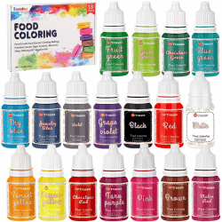Lebensmittelfarbe Flüssige Set,18 Farben x 10ml Lebensmittel Farben,Hochkonzentriert Lebensmittelfarbstoff für Kuchen Backen,Kekse,Macaron,Tortendeko,Osterei,Fondant,Teig,DIY Slime,Seifen,Backzubehör