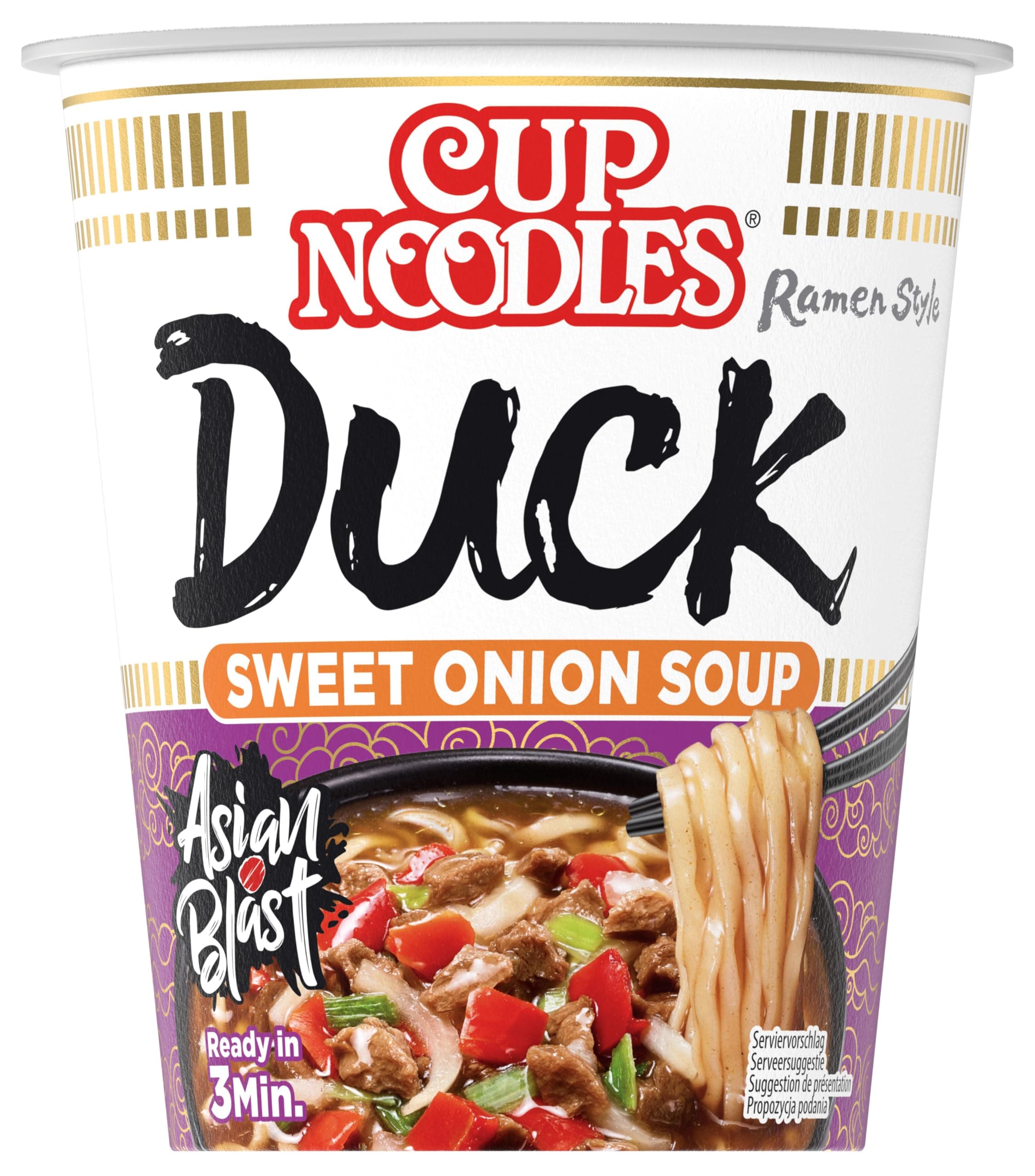 Nissin Cup Noodles – Duck, 8er Pack, Soup Style Instant-Nudeln japanischer Art, mit Entenfleisch-Geschmack & Gemüse, schnell im Becher zubereitet, asiatisches Essen (8 x 65 g) Angebot bei HelloDeals