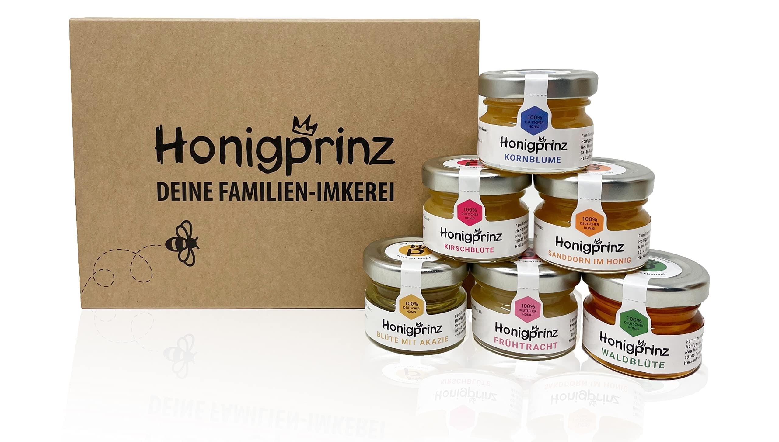 Honigprinz 28 g Honiggläser 6er Set - Familien-Imkerei - 100% Deutscher Honig - Probierset/Geschenk Set - Ideal zum Verschenken 28 g (6er Pack) Angebot bei HelloDeals