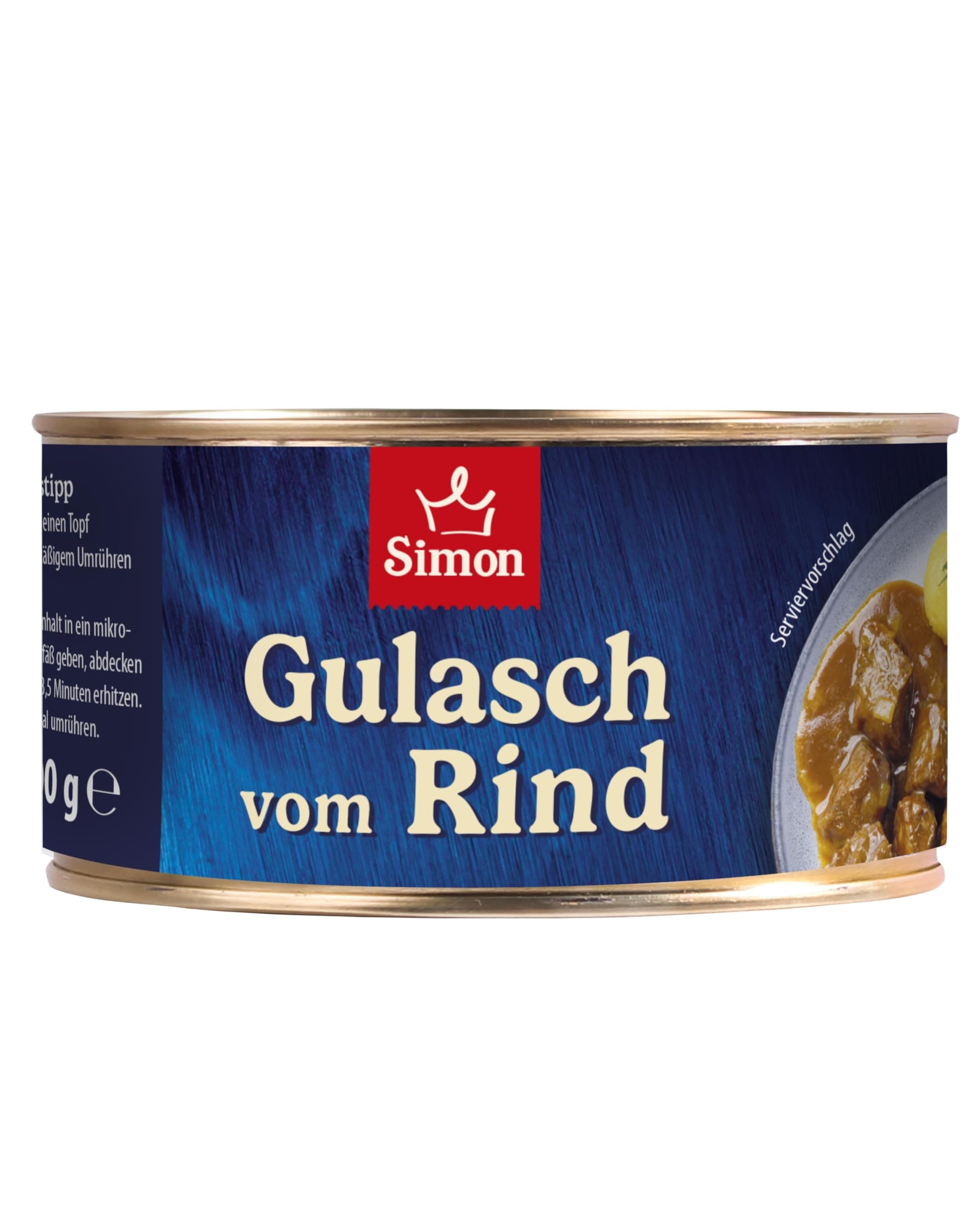 SIMON Delikatess Rindergulasch 300 g I Zartes Rindfleisch in herzhafter Sauce I Fertiggericht in recyclebarer Konserve I Authentische Hausmannskost Angebot bei HelloDeals