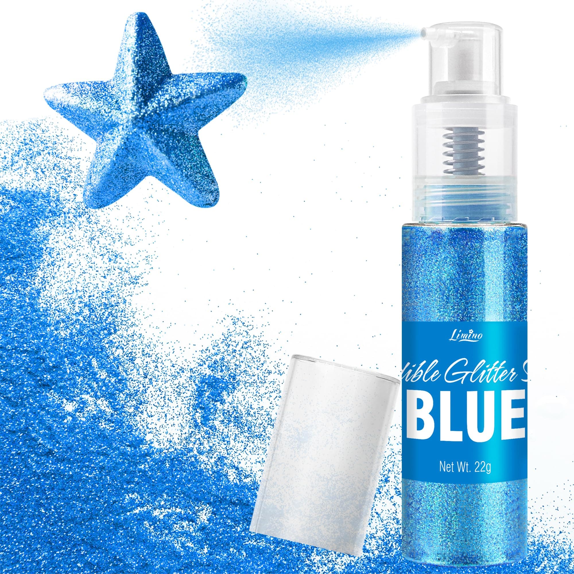Essbarer Glitzer Spray - 22g Lebensmittel Glitzer Essbares Glitzerpulver für Getränke, Kuchen Dekoration, Macarons - Lebensmittelfarbe Glitzer Pulver Edible Glitter für Cocktail, Cupcakes (Blau) Angebot bei HelloDeals