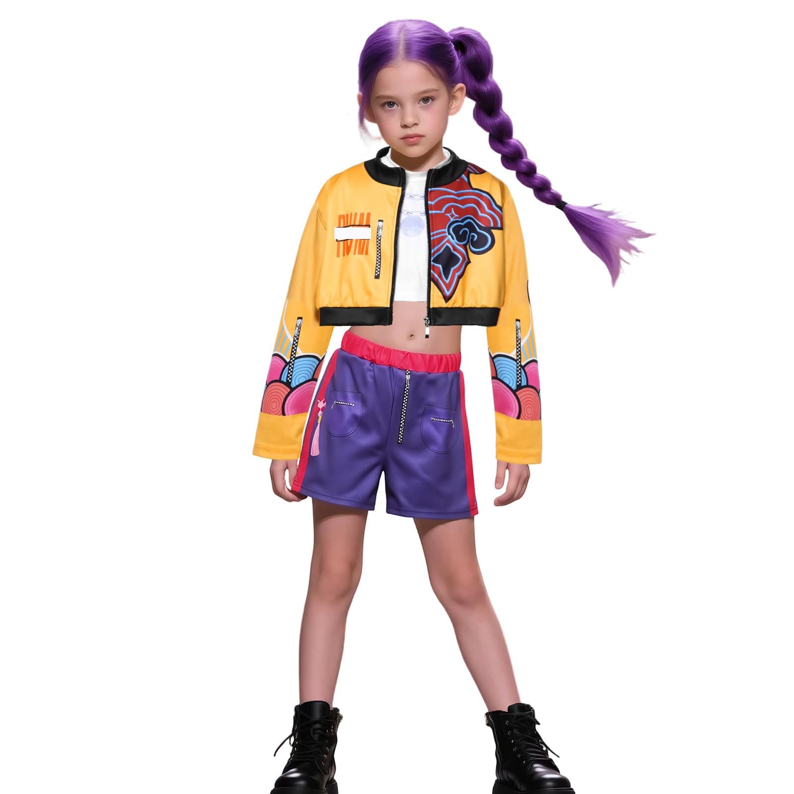 SERTAS Pop Sänger Kostüm für Kinder, Cosplay Idol BüHne Rollenspiel Outfits Halloween Dress Up für MäDchen A 130