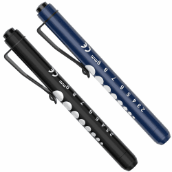 Diagnostikleuchte Pupillenleuchte, RISEMART 2 Stück Wiederverwendbare LED Stiftlampe mit Taschenclip alsr Krankenschwestern Ärzte Schüler Stiftlicht(Dunkelblau und schwarz)