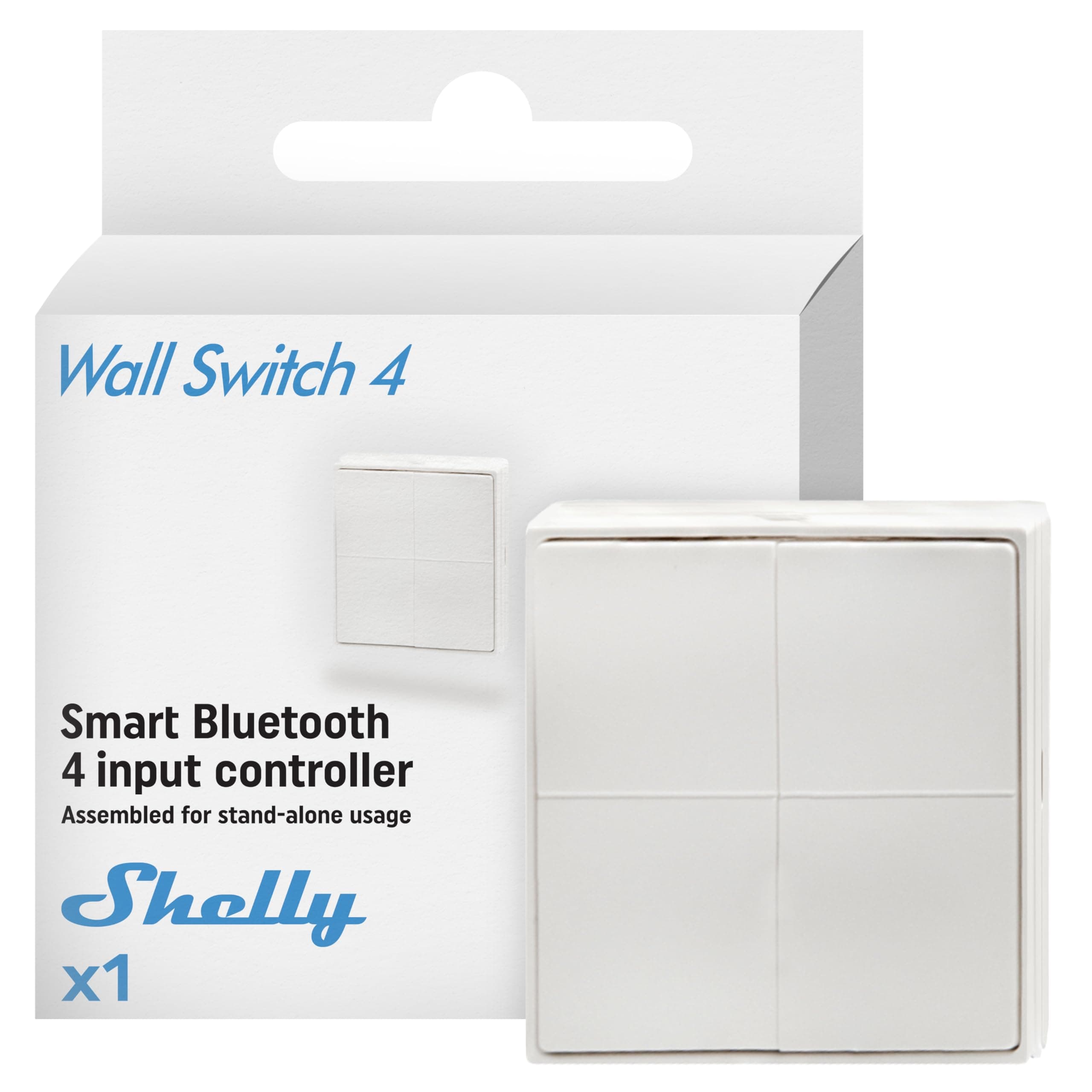 Shelly BLU Wall Switch 4 Stand-Alone - Bluetooth-Schalter, Кeine Verkabelung Еrforderlich, Beleuchtung, Multi-Klick, Starke Verschlüsselung, Alexa & Google Home, Bluetooth Gateway Erforderlich Blu Wall Switch 4 Stand Alone Angebot bei HelloDeals