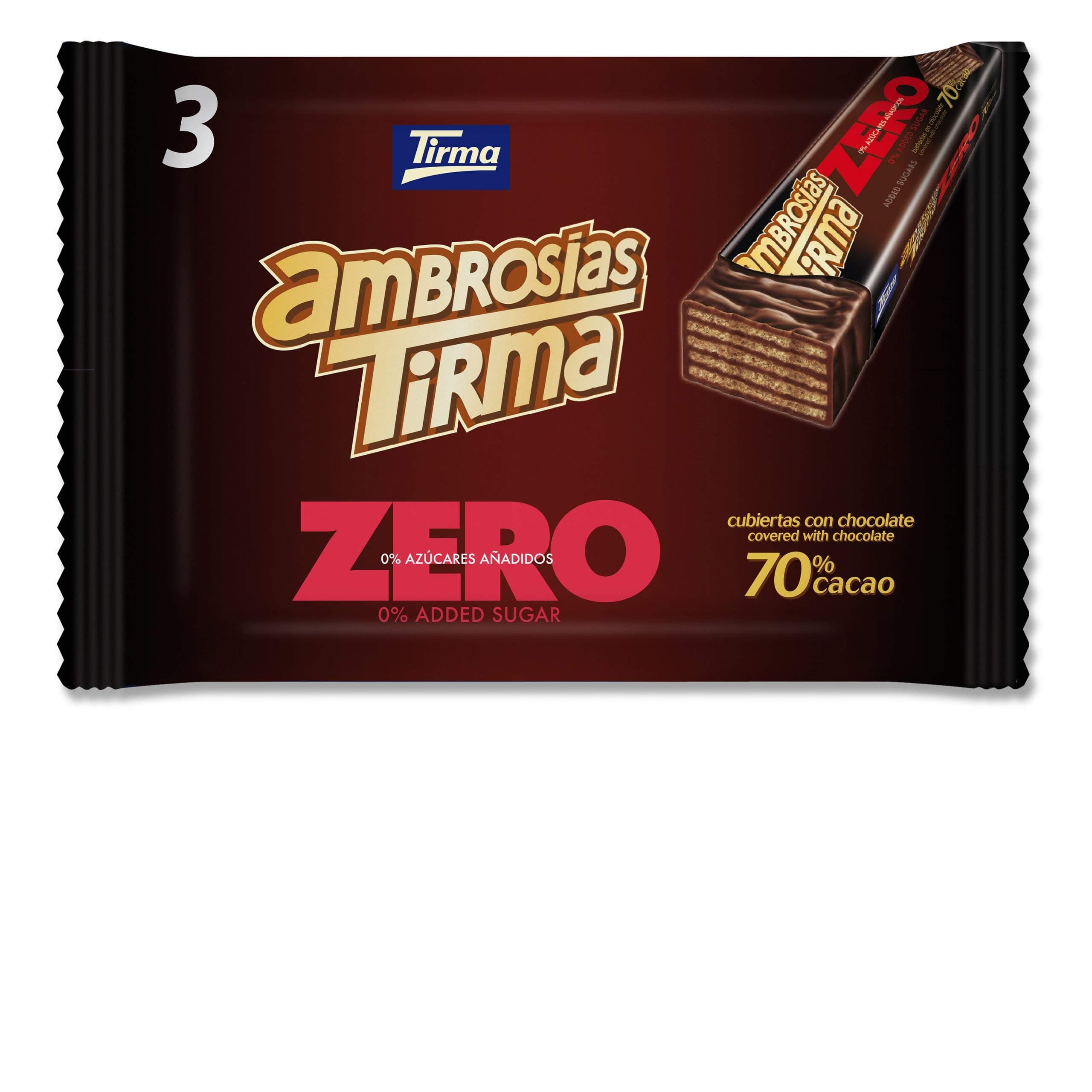 Tirma Waffeln dunkler Schokolade 70% Kakao | Ohne Zuckerzusätze| Geeignet für Keto-Diät | Kohlenhydratarme | für Diabetiker| Multipack Schoko-Waffelriegel | 3 Stück| 64.5 g Kaffee 11cm x 14cm x 2cm Angebot bei HelloDeals