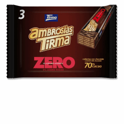 Tirma Waffeln dunkler Schokolade 70% Kakao | Ohne Zuckerzusätze| Geeignet für Keto-Diät | Kohlenhydratarme | für Diabetiker| Multipack Schoko-Waffelriegel | 3 Stück| 64.5 g Kaffee 11cm x 14cm x 2cm