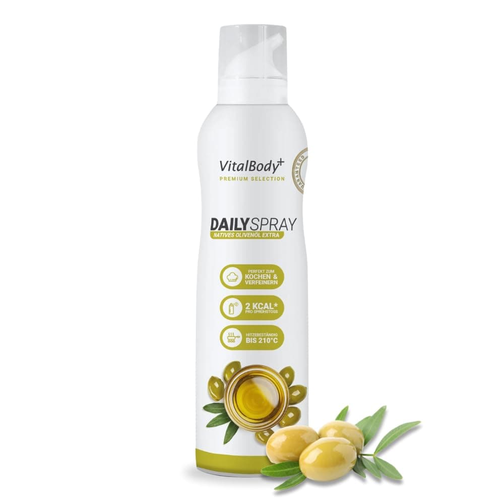 VitalBody+ DailySpray natives Olivenöl extra – 2 kcal Ölspray für Airfryer, Braten & Grillen – Kalorienarm Kochen – Non-stick cooking spray, 800 Portionen 1 Angebot bei HelloDeals