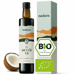 nedura® BIO MCT-Öl C8 - aus 100% BIO-Kokosöl - exogene Ketone - In eigener Deutscher Manufaktur abgefüllt - Hochwertig, rein, vegan und geschmacksneutral - 500ml Glasflasche Angebot bei HelloDeals