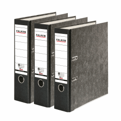 Original Falken 3er Pack Recycling-Ordner Wolkenmarmor. Made in Germany. 8 cm breit DIN A4 schwarzer Rücken Ringordner Aktenordner Briefordner Büroordner Pappordner CO2-Neutral Blauer Engel Angebot bei HelloDeals