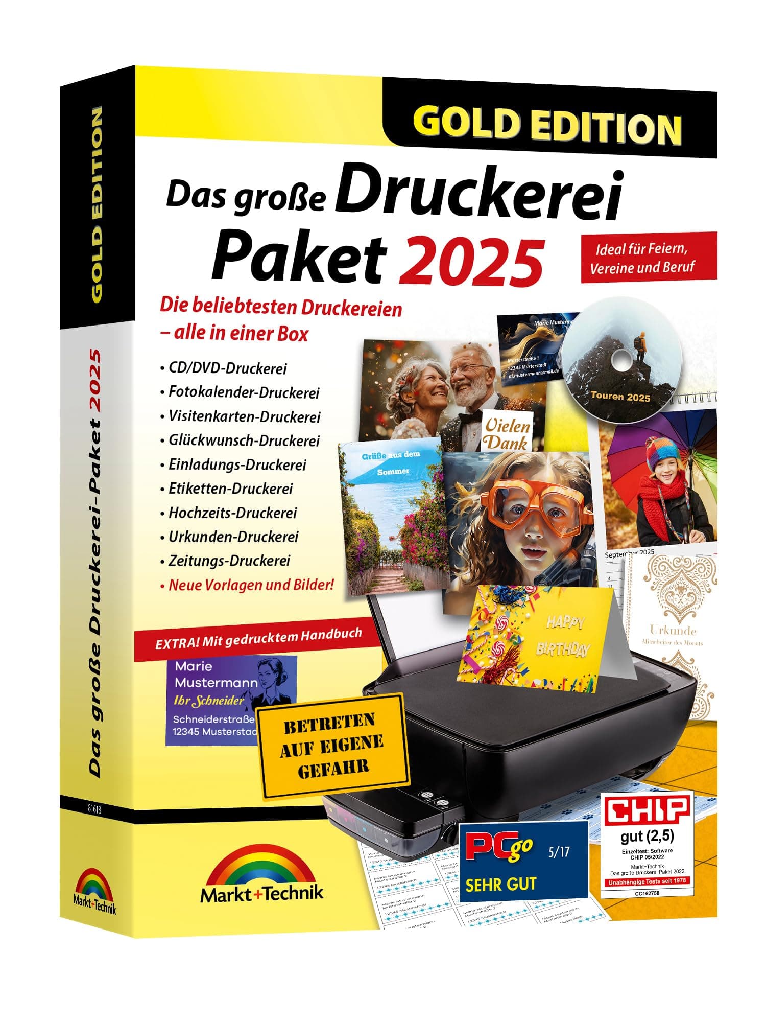 Das große Druckerei Paket 2025 - Einladungen, Glückwunsch Karten, Etiketten, CD-DVD Labels, Visitenkarten für Windows 11, 10, 8.1, 7 Angebot bei HelloDeals