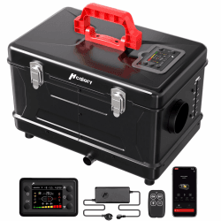 8kW Diesel Standheizung, Toolbox Compact 2S 220-240V AC & 12/24V DC, 0,12–0,36 l/h Tragbare Dieselheizung mit APP & Adapter, Adaptiver Plateau-Modus 5500m max,Leiser Betrieb ohne Ticken, 2025 Upgrade